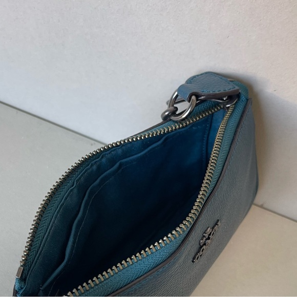 (new+card) Coach large wristlet 19 metallic dark teal fit iPhone Pro Max - Picture 11 of 12